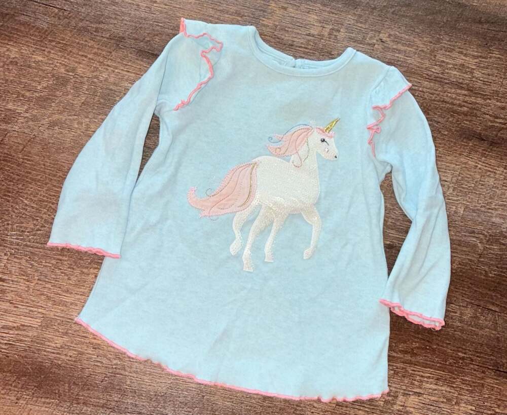 Mud Pie Girls Light Long Sleeve Unicorn Top size 12-18 months